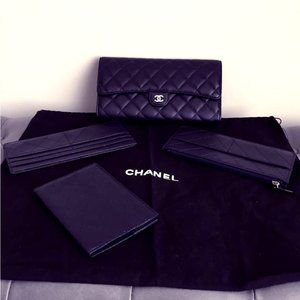 SOLD AUTHENTIC Chanel 4 piece travel clutch